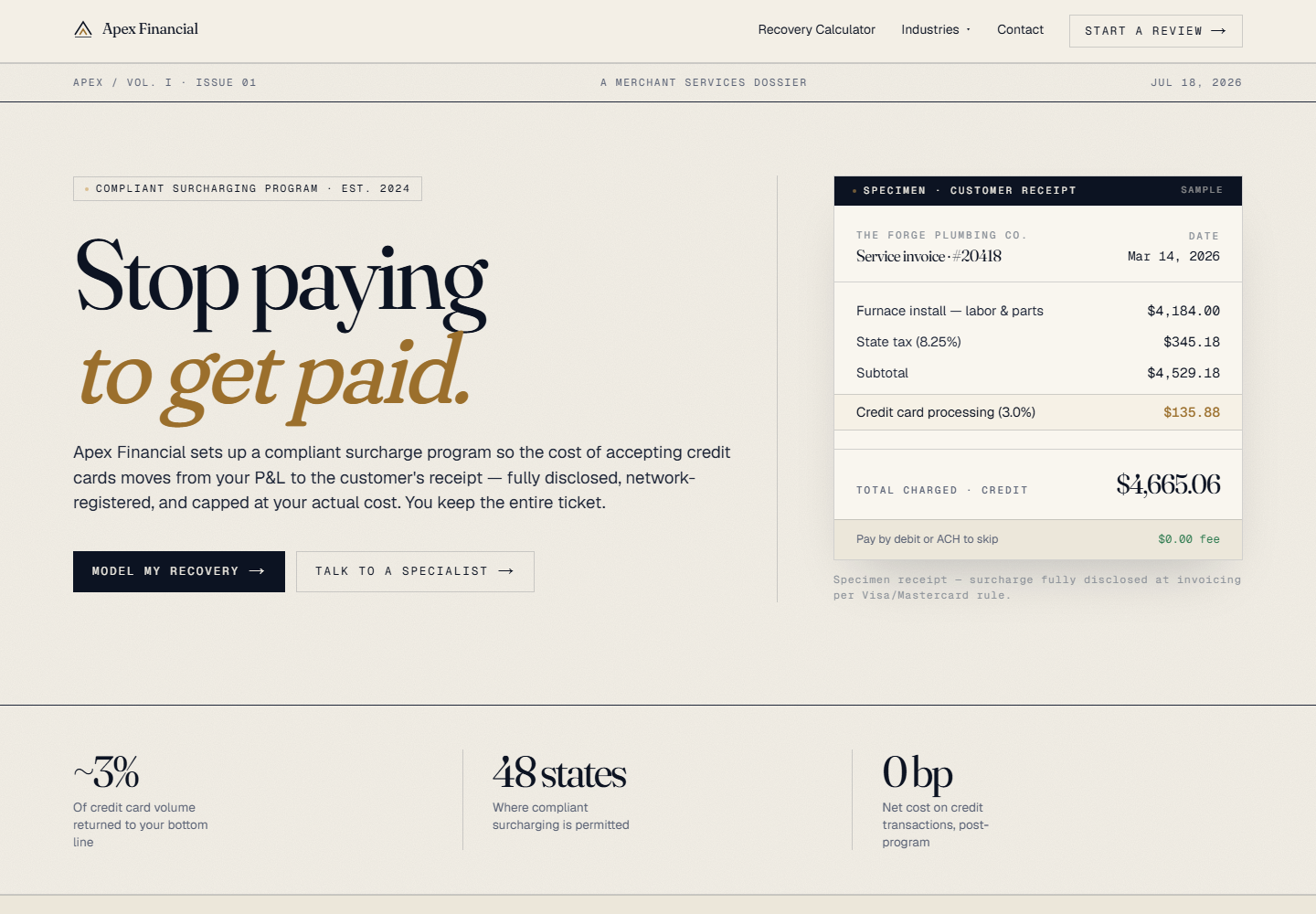 Apex Financial website homepage